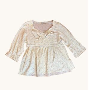 SEE BY CHLOE Women's Blouse Size 6 Cream Floral Cotton Babydoll Romantic Boho